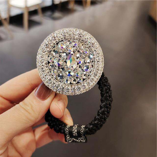 shiny-imported-crystal-rhinestone-thick-hair-ring-diamond-sweet-head-rope-high-elastic-rubber-band-headdress-hair-accessory