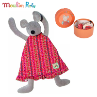 Moulin Roty ตุ๊กตาผ้าเน่า ผ้ากัดผ่อนคลาย ผ้าติดตัวเด็ก ผ้าออร์แกนิค ผ้าดูดู DouDou La Grande Famille หนู Nini MR-632337