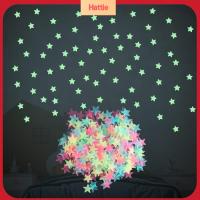 HATTIE 100pcs ดวงจันทร์และดวงจันทร์ สติกเกอร์รูปดวงจันทร์และดาวสะท้อนแสง สีสันสดใส เรืองแสงในที่มืด สติ๊กเกอร์ติดผนังเรืองแสงดาว ที่ส่องสว่างส่องสว่าง 3D จุดดาวเรืองแสง เด็กๆเด็กๆ