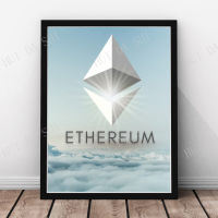 Bitcoin Wall Art,โปสเตอร์กรอบโลโก้ Cryptocurrency,Bitcoin, Ethereum, Ripple, Litecoin Graphic Decor