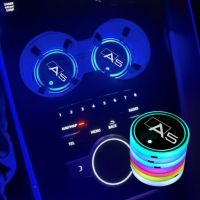 【CW】▨▽  7 Colorful USB Car Logo Led Atmosphere Cup Coaster Holder A5 Sportback Coupe B8 B9 Accessories