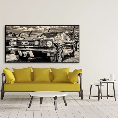 Modular Print Artwork Classic Sports Car Posters Home Decor Wall Art Pictures 1965 Ford Mustang Car Canvas Paintings Living Room