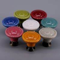 ㍿ 1x Dresser PullsCeramic Door HandlesRound Cabinet Knobs Cupboard Wardrobe Drawer Colorful Knobs