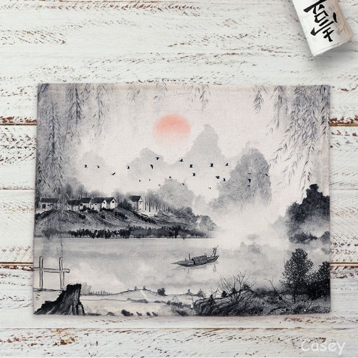 cw-ink-painting-chinese-landscape-placemat-dining-table-mats-coaster-bowl-cup-tablecloth-42x32cm