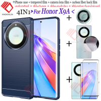 (4ใน1) เคสโทรศัพท์ Honor เคสกันกระแทก X9A + พร้อมรูเจาะป้องกันหน้าจอกระจกนิรภัยแบบเต็มจอภาพ + ฟิล์มป้องกันเลนส์กล้องถ่ายรูป + ฟิล์มติดเครื่องฟิล์มป้องกันสติ๊กเกอร์ฝาหลังคาร์บอนไฟเบอร์คาร์บอนเคสโทรศัพท์ X9A ใหม่