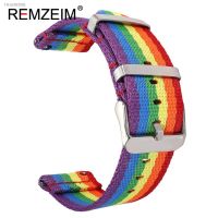 ❖✵ Nylon Watch Strap for Samsung Galaxy Watch 3 4 Bracelet for Huawei Watch GT2 Strap Rainbow Watchbands Quick Raleace 20mm 22mm