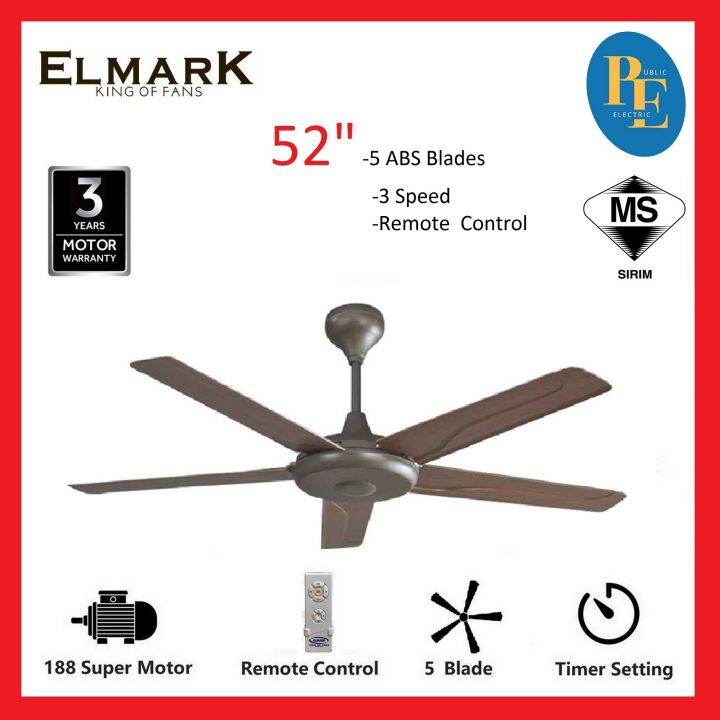 Elmark 52" Remote Control Ceiling Fan GEM TP102 Lazada