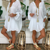 2022 New Loose Women Cover Ups Swimwear White Beach Dress Cotton Beach Kimono Coverups for Women Swimsuit Cover Up Beach Woman