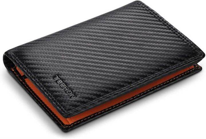 layor-wallet-teehon-คาร์บอนไฟเบอร์หนังผู้ชายกระเป๋าสตางค์กระเป๋าเหรียญ-rfid-ผู้ถือบัตรเครดิตครึ่งช่วงการออกแบบกระเป๋าสีดำ