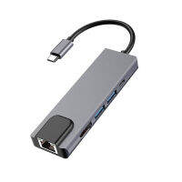 Type-C To Hdmi 4K Five-In-One 100Mb Nic Multi-Functional Card Reader Docking Station Usb-C 5In1