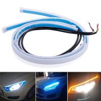 2 ชิ้น DRL LED Strip ไฟเลี้ยวสีเหลืองสดใสยืดหยุ่นไฟเลี้ยวไฟวิ่งกลางวันสำหรับไฟหน้ารถ 12 โวลต์-gcbfxbfgfznfxnn