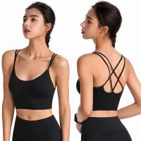 Sports Bra Womens Cross Back Sport Bras Padded Strappy Cross Cropped Bras Yoga Crop Top Workout Fitness Bras Bralette