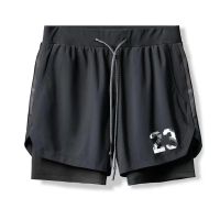 Men 2 in 1 Running Shorts Jogging Gym Fitness Training Quick Dry Double layer Short Pants Male Summer Sports Workout Bottoms