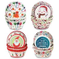 100Pcs Christmas Cupcake Paper Cups Wrapper Baking Cup Set Bakery Party Supplies Cake Mold Muffin Cupcake Liners