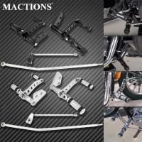 Motorcycle Forward Control Foot Pegs Billet Aluminum Black/Chrome  For Harley Dyna Low Rider Street Fat Bob FXDF Super Glide Pedals