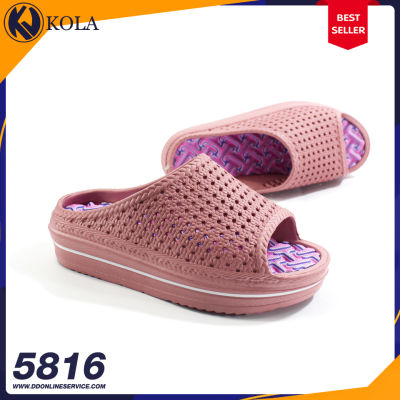 รองเท้าแตะแบบสวมเปิดปลายเท้า รองเท้าส้นหนา ระบายอากาศได้ดี  รองเท้าผู้หญิงแบบสูง รองเท้ามปุ่มนวด รองเท้ารุ่นใหม่ราคาถูก KOLA รุ่น 5816