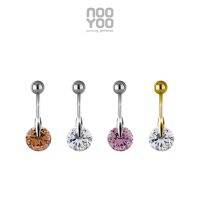 NooYoo จิวสะดือสำหรับผิวแพ้ง่าย Solitaire Round CZ Surgical Steel