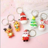 5PCS Christmas Series Santa Claus Christmas Tree Key Chains For Backpacks Pendant Cute Elk Doll Key Ring For Kids Friends Gift