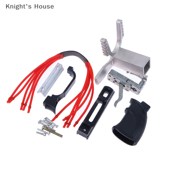 knights-house-เครื่องหนังสติ๊กสแตนเลสชิ้นส่วนหนังสติ๊กก้านยาวเข็มขัดยางทริกเกอร์อุปกรณ์ล่าสัตว์