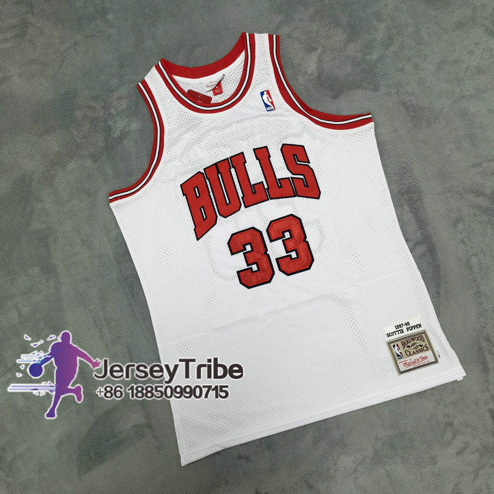 Retro 1998 Scottie Pippen #33 Chicago Bulls Basketball Trikot Jersey Weiß 