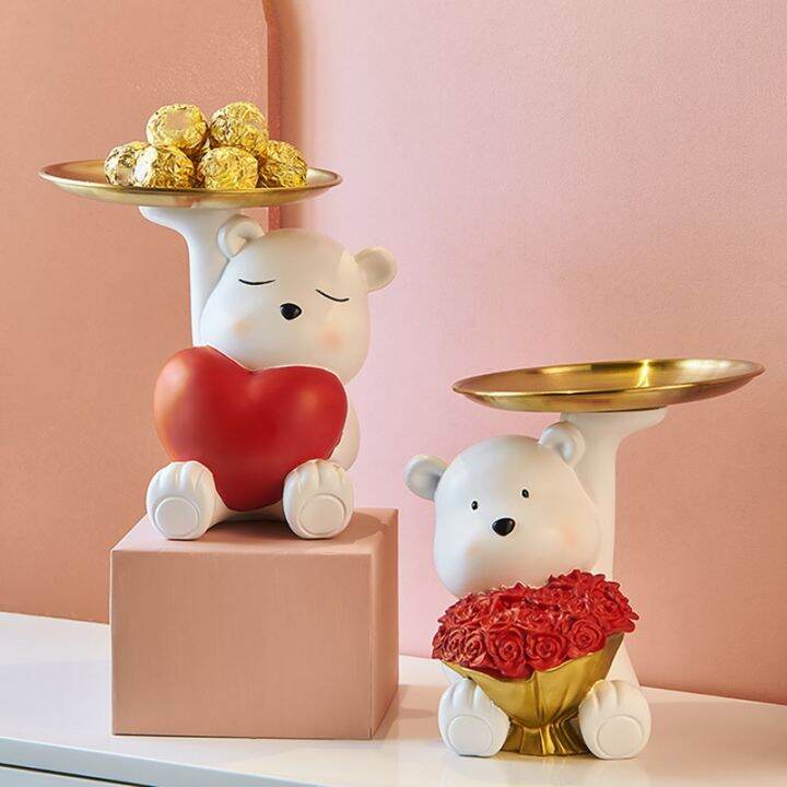 creative-white-bear-sculpture-statue-storage-tray-snacks-candy-fruit-keys-and-sundries-storage-tray-decoration-craft