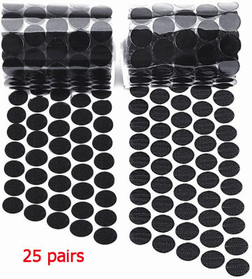25 Pairs Self Adhesive Dots Velcro, Sticky Back Nylon Coins, Hook Loop Strips Fastener Round Dot Stickers Tapes for Hanging Sewing Clothing Kids Crafts