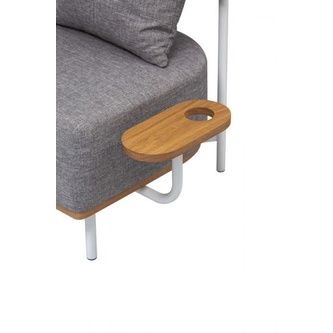 modernform-เก้าอี้เลาจน์-หมอนพร้อมที่วางแก้วน้ำ-เบาะเทา-ขาขาว