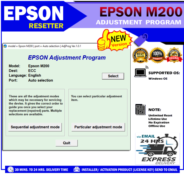 Epson M200 Resetter Adjustment Program Unlimited Use Lazada Ph 9742