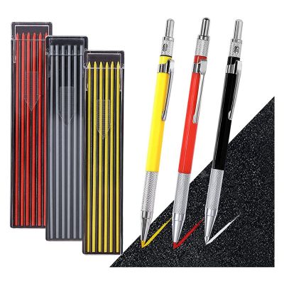 2Pcs Mechanical Carpenter Pencils Set with Built-in Sharpener Construction Woodworker A