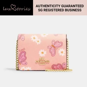 Coach Mini Wallet on a Chain with Lovely Butterfly Print