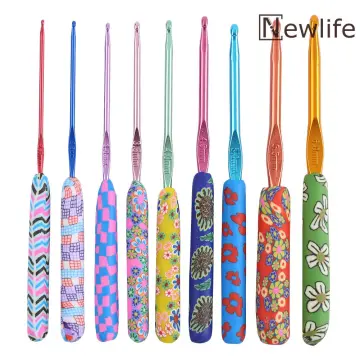 9Pcs Silicone Handle AluminumCrochet Hooks Needles Knit Weave