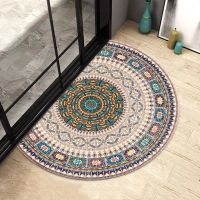 【cw】Semicircle Door Mat Entrance Door Bathroom Hallway Absorbent Floor Mats Car Household Non-slip Absorbent Bohemia Doormat