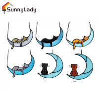 SunnyLady หน้าต่างของขวัญที่ระลึกแมวสีสันสดใส,หน้าต่างแขวนของตกแต่งรูปแมวเครื่องตกแต่งรถยนต์สำหรับคนรักแมว