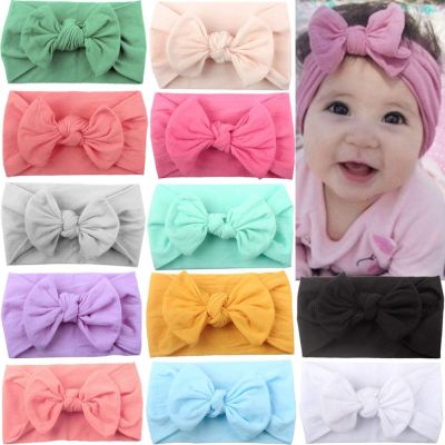 【CC】 12 Colors Super Stretchy Soft Knot Baby Headbands with Hair Bows Wrap Newborn Infant Toddlers Kids