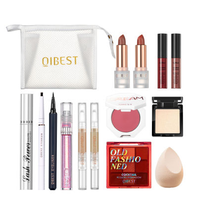 QIBEST Makeup Set All In One Cosmetic Kit (Eyeshadow, Lipgloss,Lipstick,Eyebrow,Concealer,Eyeliner) With Beauty Cosmetic Bag