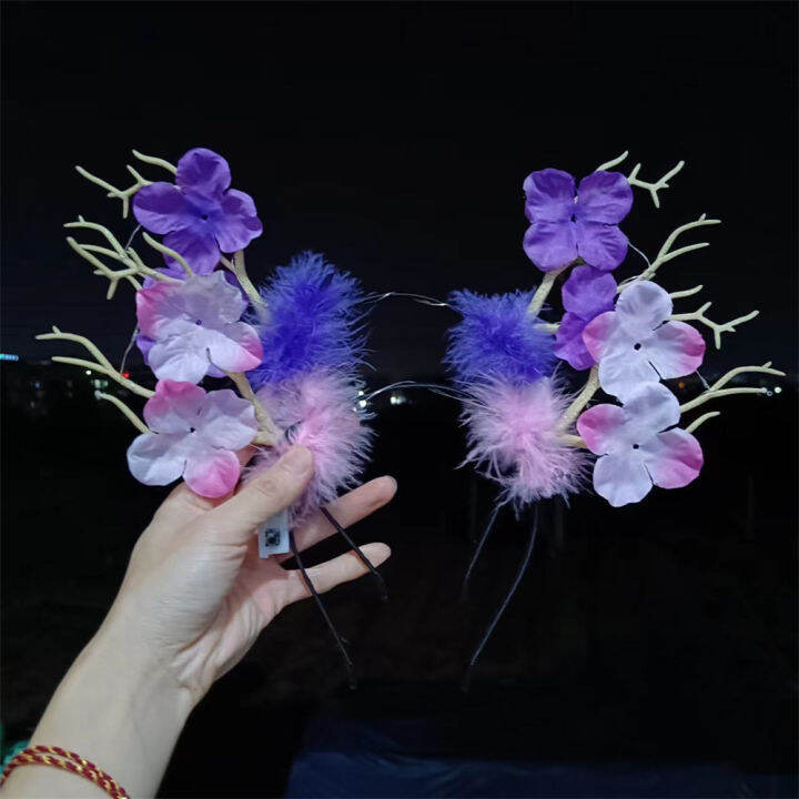 new-year-party-supplies-girls-antler-hair-bands-deer-antler-headband-plum-flower-headwear-led-headband