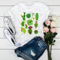 Premium Women Graphic T-Shirt Female Print Lots Of Cactus Letters Ladies Casual Camisas Mujer Womens Korean T Tee T-Shirt