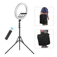 18 Inch LED Ring Light Photography Lamp Set Stepless Dimmable 2700K-6500K with Tripod Stand 3pcs Phone Holders Remote Control Carrying Bag for Selfie Makeup Live Streaming Vlogging