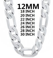 Solid 925 Sterling Silver Necklace For Men Classic 12Mm Cuban Chain 18/20/22/24/26/28/30 Inch Charm Fashion Jewelry Gift