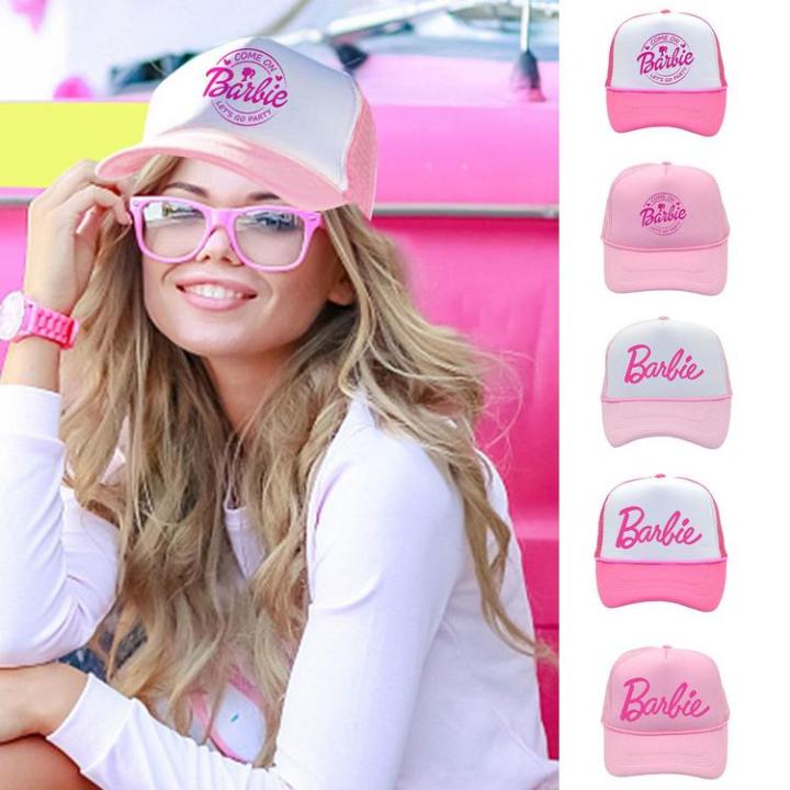 pink-trucker-hat-polyester-outdoor-baseball-sun-cap-colorful-pink-white-girls-baseball-caps-adjustable-women-hats-girls-accessories-vividly