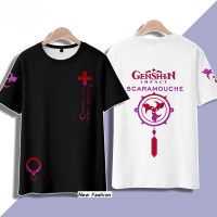 ∏☇✐ เสื้อยืดแขนสั้น พิมพ์ลายอนิเมะ Genshin Scaramouche 3 มิติ แนวสตรีท แฟชั่นฤดูร้อน สําหรับผู้หญิง และผู้ชาย