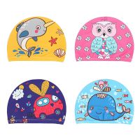 Swimming Cap for Children Elastic Fabric Cute Cartoon Pool Swimming Cap Lovely Kids Protect Ears Swim Hat for Boys Girls Swim Caps