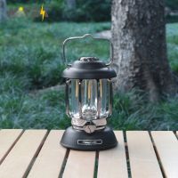 Retro Portable Camping Lantern 6000mAh Outdoor Kerosene Vintage Camp Lamp 3 Lighting Modes Tent Light for Hiking Climbing Yard