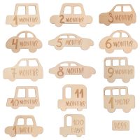 Wooden Baby Milestone Card For Newborn Baby Photography Engraved Age Milestone Wood Card Month Sticker Newborn Gifts