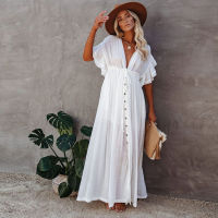 ใบพิมพ์ DO Beach COVER UP tunics สำหรับ Beach Long coftan making COVER UP Robe de Plage sarong Beach ชุดว่ายน้ำ COVER-UPS