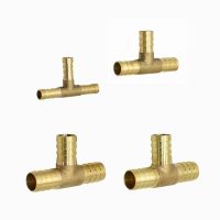 T Type 8mm 10mm 12mm 14mm 16mm Tee Barb Connector Brass Water Splitter Air Pipe Gas Pipe Quick Coupling Pipe Fittings 1Pcs