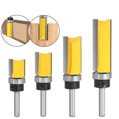 6mm / 6.35mm / 8mm Shank Template Trim Hinge Mortising Router Bit Bearing ตรง End Mill Trimmer ทําความสะอาด Flush Router Bit Wood