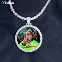 【HOT】 Custom Made Photo Medallions Pendant Necklace 4mm Tennis Chain Gold Color Iced Out Men Hip hop Jewelry