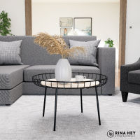 RINA HEY GROOVE/65, โต๊ะกลาง โต๊ะข้าง โต๊ะอเนกประสงค์ โครงทำจากเหล็ก  Coffee Table W65 X D65 X H40 CM - สีดำ/สีไม้ธรรมชาติ