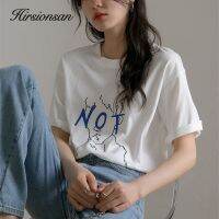 Hirsionsan สีดำสีขาวจิตรกรรม T เสื้อผู้หญิงพิมพ์100% Cotton Tees Harajuku แฟชั่นสาวฤดูร้อน2021